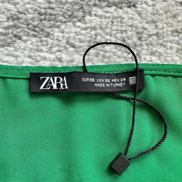 Zara Satin Effect Mini Green Dress Size XS - Picture 11 of 16